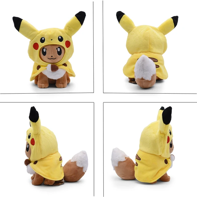 12 Inch Pikachu Cosplay Eevee Pokemon Weighted Plush Doll Soft Animal Hot Stuffed Toys Great Kawaii Gift Free Shipping 4