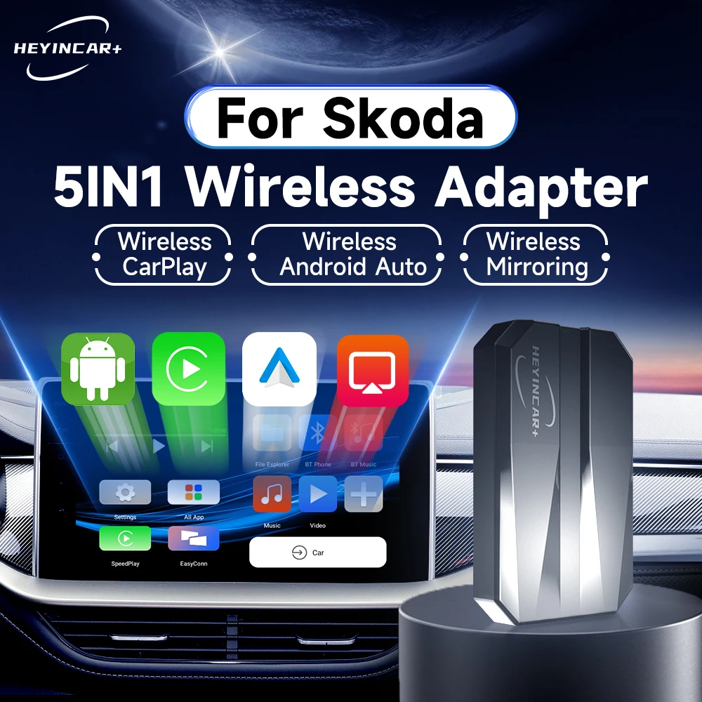 

2023 HEYINCAR 5IN1 Wired to Wireless CarPlay Android Auto Adapter For Skoda Octavia kodiaq superb karoq Fabia Scala Car ai box