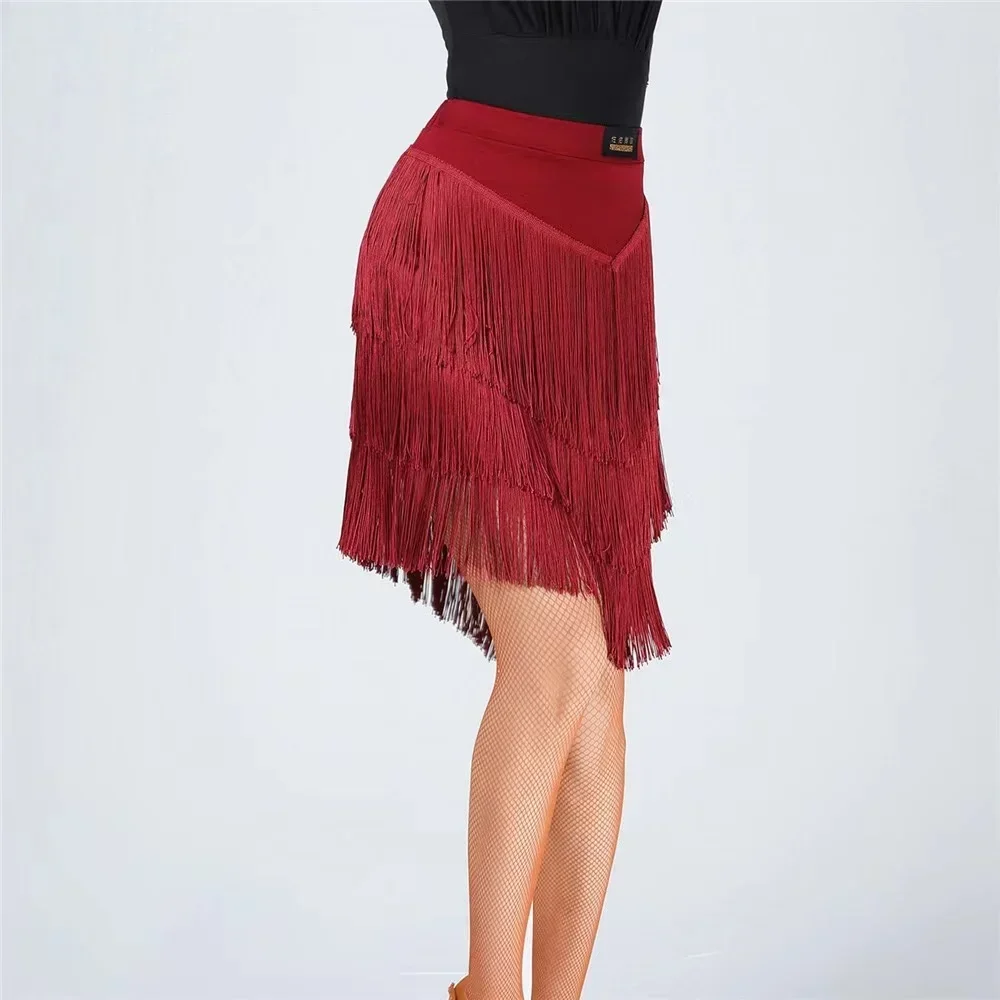 One Piece Ballroom Rumba Samba Tassels Dancewear Adult Female Training Chacha Performance Costume Women Latin Dance Skirt dance dress dance skirt