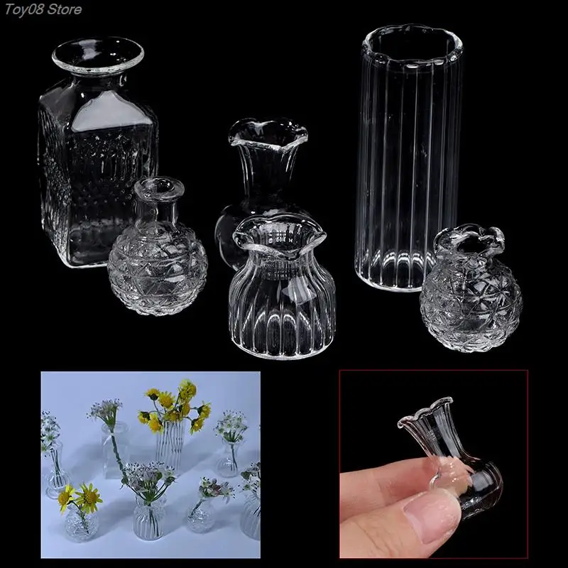 

1:12 Dollhouse Miniature Flowerpot Vase Glass Basin DIY Furniture Toys For Dollhouse Decals New