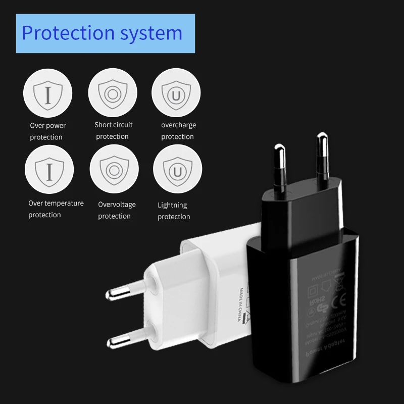 EU Adapter 5V2A Mobile Phone USB Charger Suitable for Italy France Germany CE Certification Two Round Foot Plug charger adapter battery charger power supply adapter battery charger adapter
