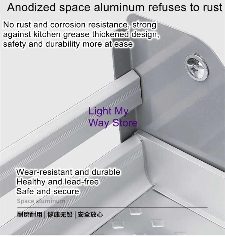 Stainless steel aluminum alloy basket storage rack hanging cabinet lifting basket kitchen pull-down cabinet storage rack