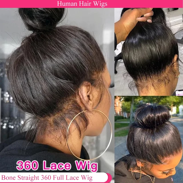 360 perruque avant en dentelle perruques de cheveux humains pour les femmes HD 360 pleine perruque de dentelle cheveux humains pré plumé 30 pouces os droite dentelle frontale perruque 1
