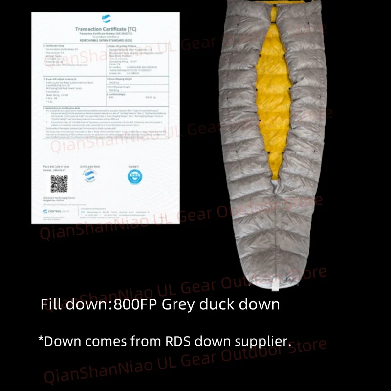 Sleeping Bag Survival Sleeping Bag Ice Flame JI NXT 800FP Mummy Bottomless Sleeping Bag Outdoor Camping Grey Duck Down Quilt Hiking Water-repellant