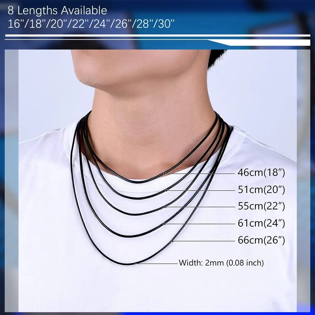 Leather choker necklace for men with black diamonds pendant - JoyElly-hanic.com.vn