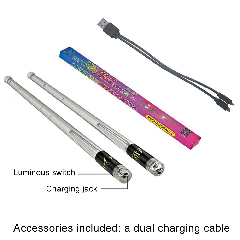 LED Light Up Drumsticks 15 Color Changing Glow In The Dark Drumsticks LED Light Up Drum Sticks Plastic Drum Sticks Drummer Gifts