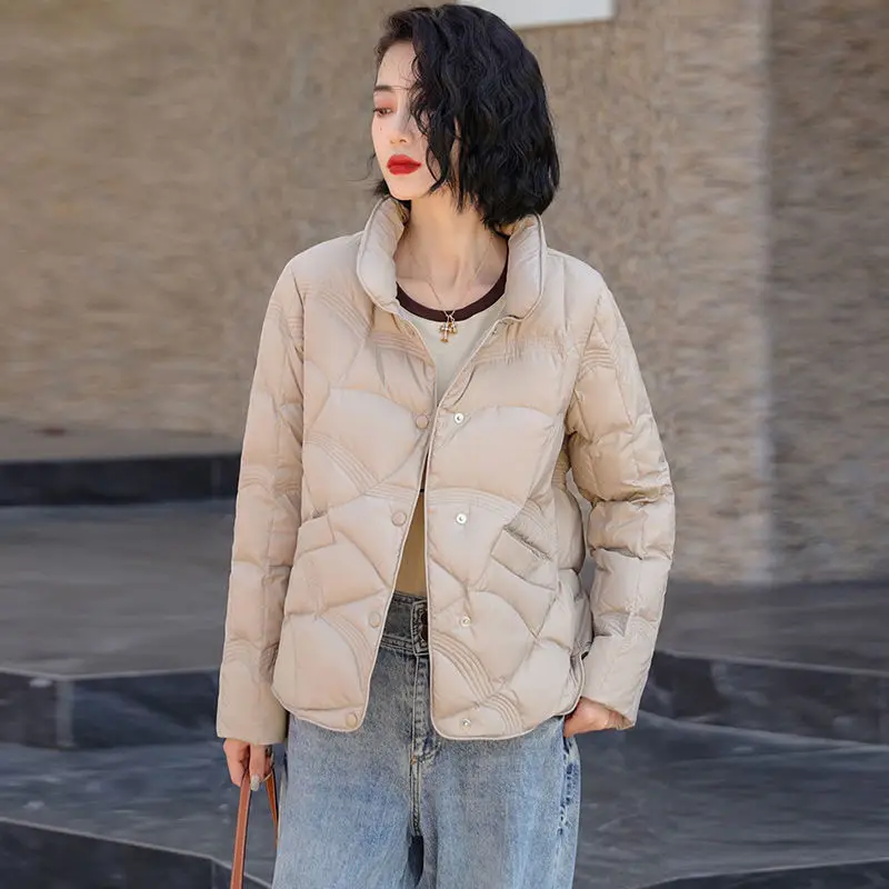 Winter Women Clothing Down Jackets Warm Lightweight Coats Quilted Jacket Parkas Single-breasted Long Sleeves Korean Chic