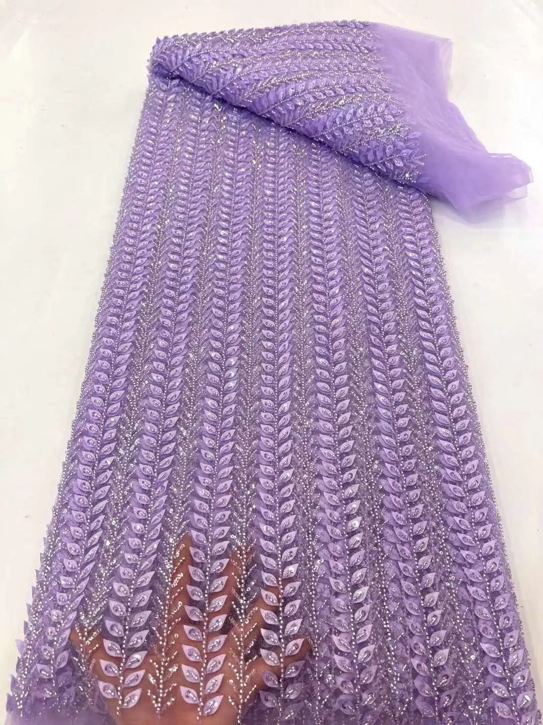 

Sequence French Heavy Lace Fabric African With Beads African Lace Fabric 2023 High Quality 5 Yards Dresses For Woman