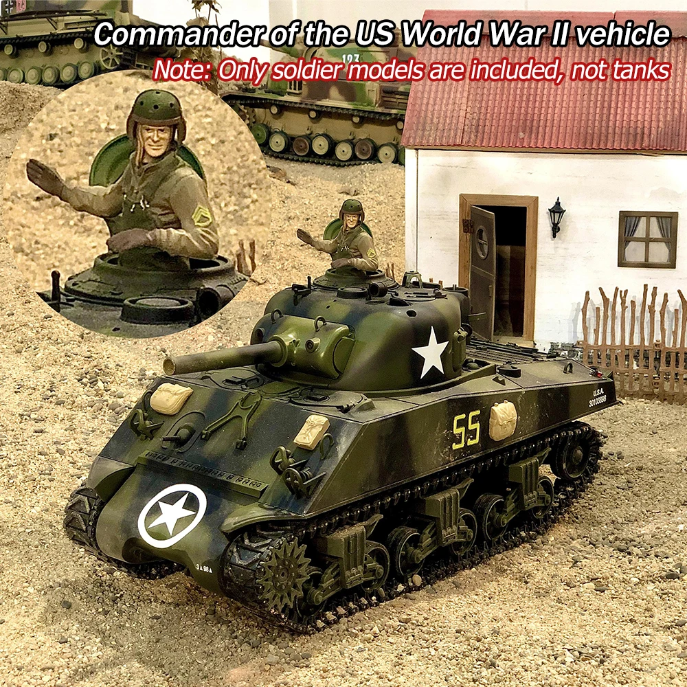 COOLBANK 1/16 WWII War Tank Model figure soldier HLC-0001/0002/0003 US Vehicle Captain 1938 Black Hat Officers Armoured Crew 3