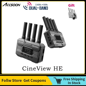 Accsoon CineView HE 무선 비디오 변속기, 듀얼 밴드 변속기, 저전력 소비, 무소음, 2.4Ghz, 5Ghz