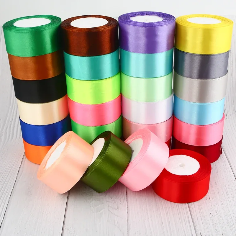 Elegant Silk Satin Ribbons for Crafts & Gift Wrapping - 22m Roll in Various Widths