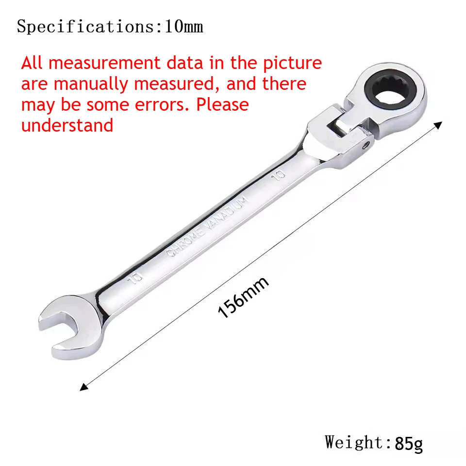 Universal 72-Tooth Flexible Pivoting Head Ratchet Wrench, Metric Manual Tool