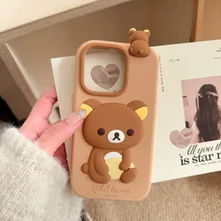 Adorable 3D Rilakkuma Soft Silicone Cartoon Phone Case - iPhone 13 Pro (PP QSX)