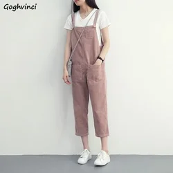 Jumpsuits Women Solid Simple Corduroy Suspender Overalls Students Girls Cute Harajuku Summer Loose Popular Leisure Daily Female