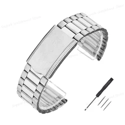 Universal Stainless Steel Metal Bracelet Watch Band with Folding Buckle - 20mm (Silver)