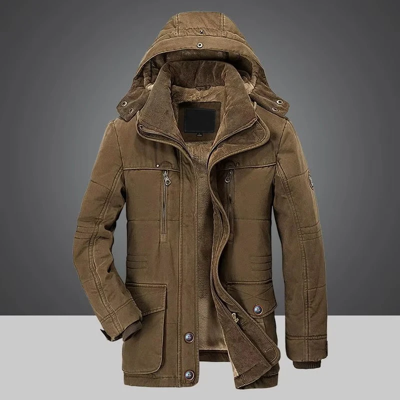 Windproof Fleece Jacket Men Warm Thick Windbreaker Military Coats Winter Hooded Parkas Outerwear Overcoat High Quality Clothing