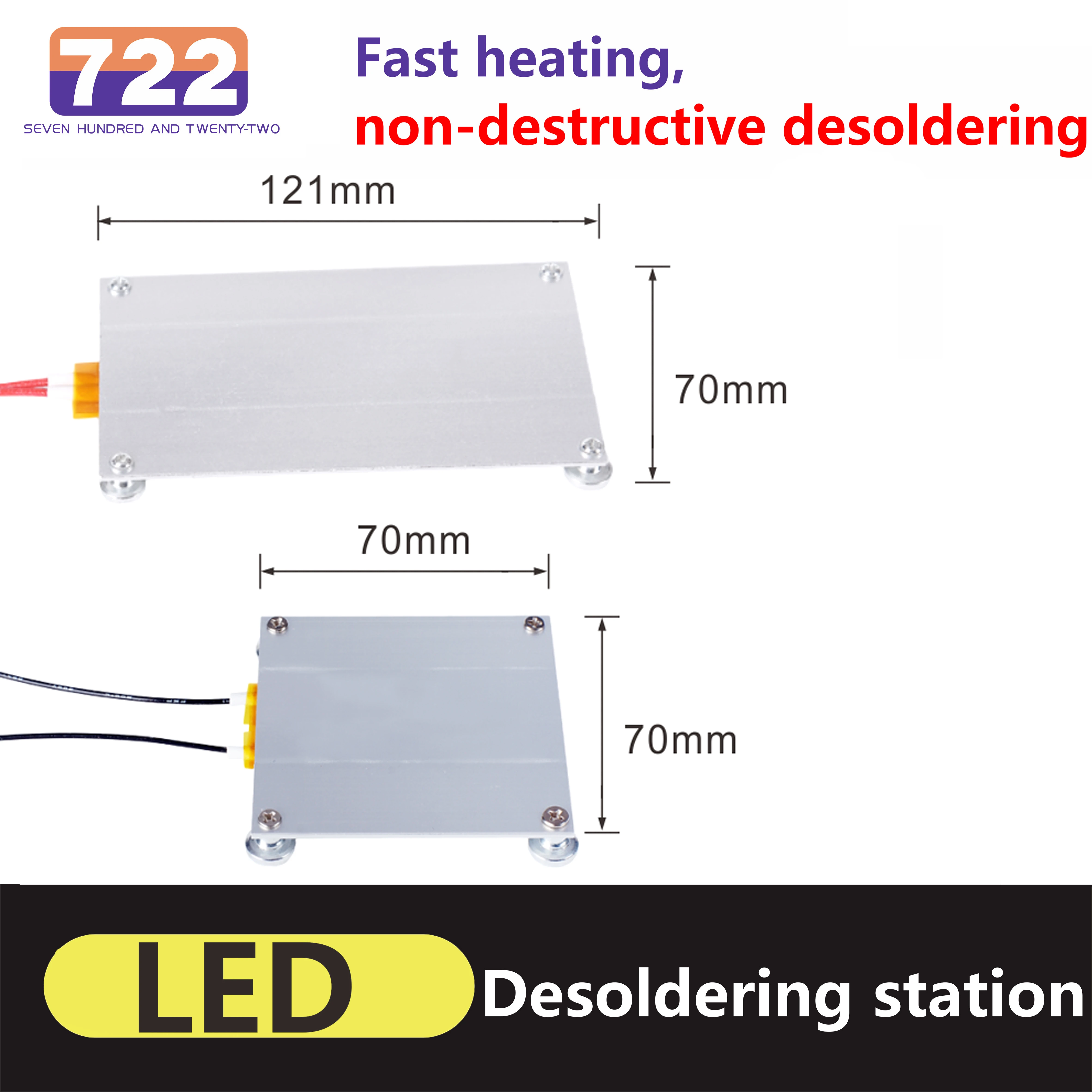 HD hot 70*70mm LED Lamp Remover BGA Fast heating Welding Soldering Station Aluminum Heating Plate 260 Degree 300W