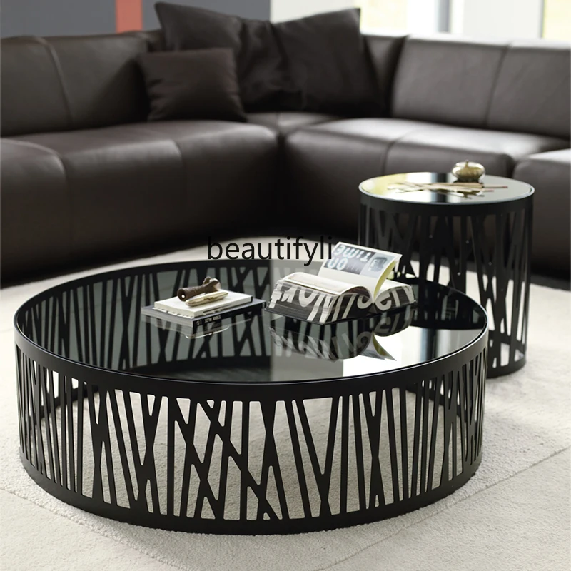 

zqNordic Sofa Edge Coffee Table Combination Corner Table Simple Modern Tempered Glass Tea Table