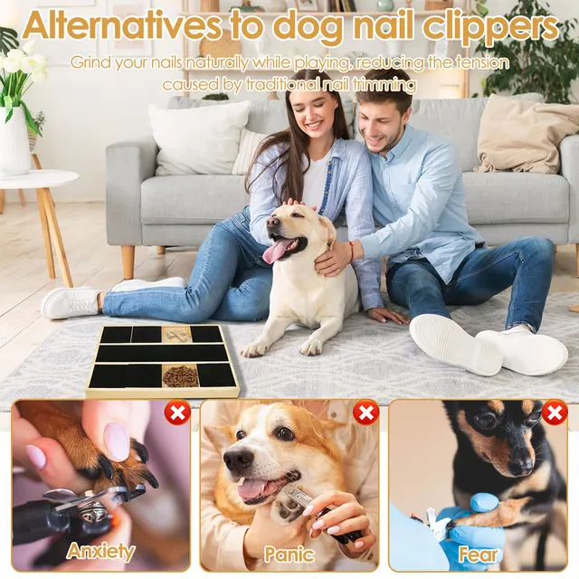 Dog Nail Scratch Pad Stable Nonslip Dog Nail File Board with Replacement Black Sandpaper Dog Toy Built in Snack Box Pet Supplies 6