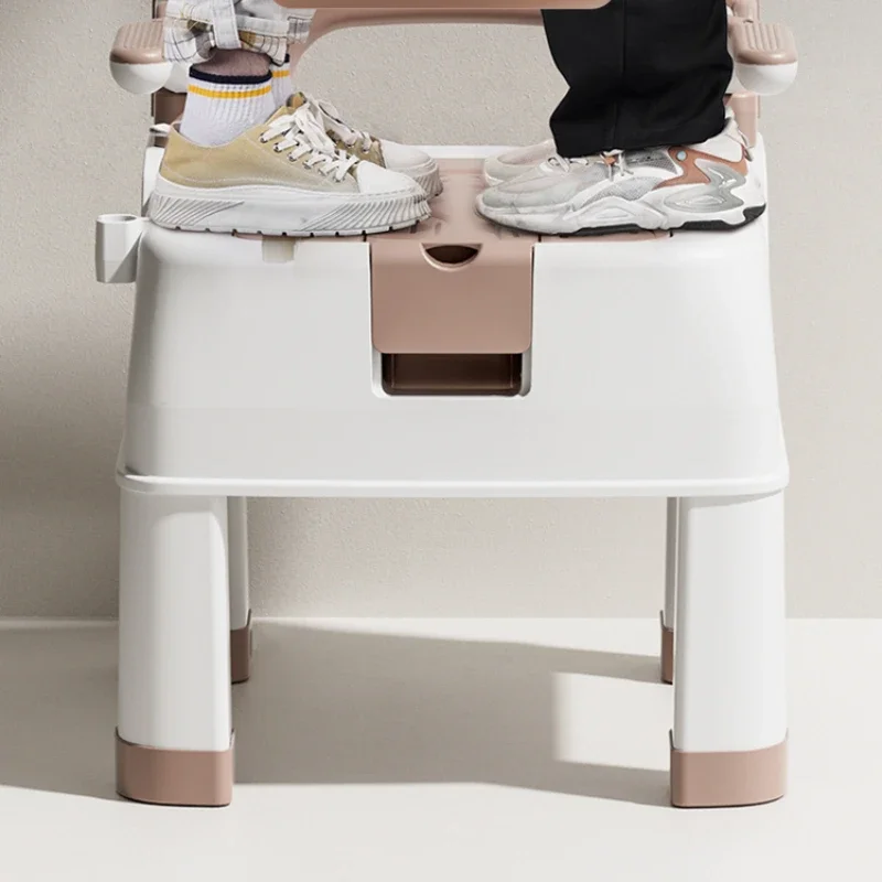 Non-Slip Bathing Stool, Emergency Shower Seat, Mobile Toilet with Backrest, Disabled Bath Aid for Elderly, Bathing Assist 5