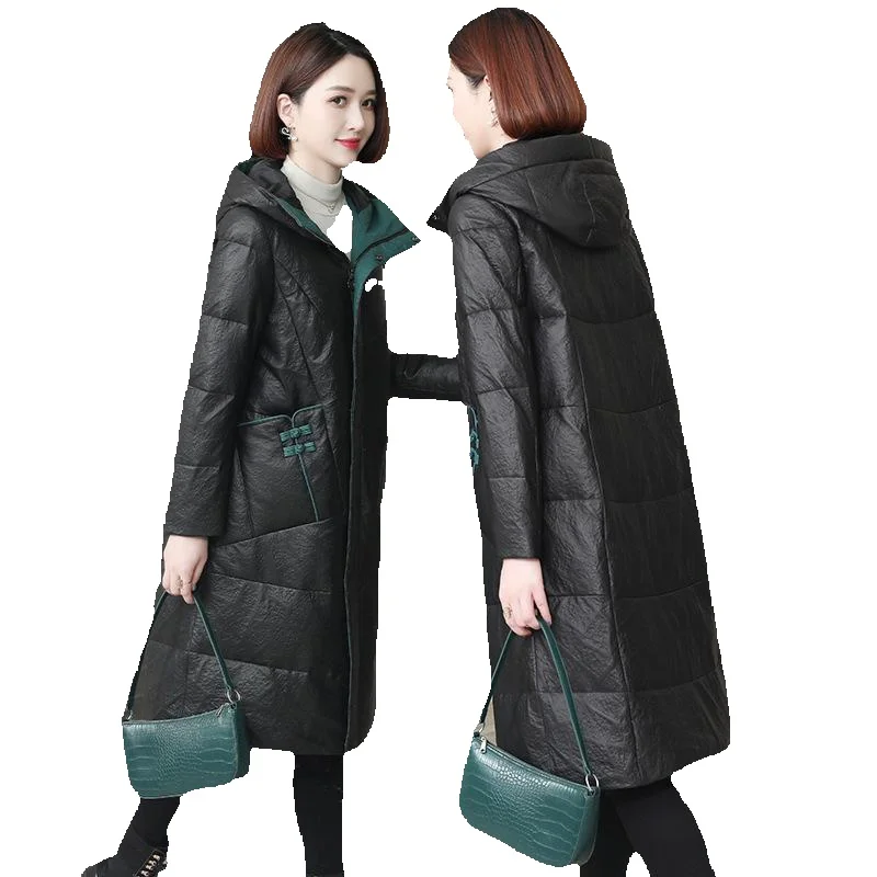 

Ji Xin Genuine Leather Down Women's Long Sheepskin Jacket With Top Layer Of Sheepskin