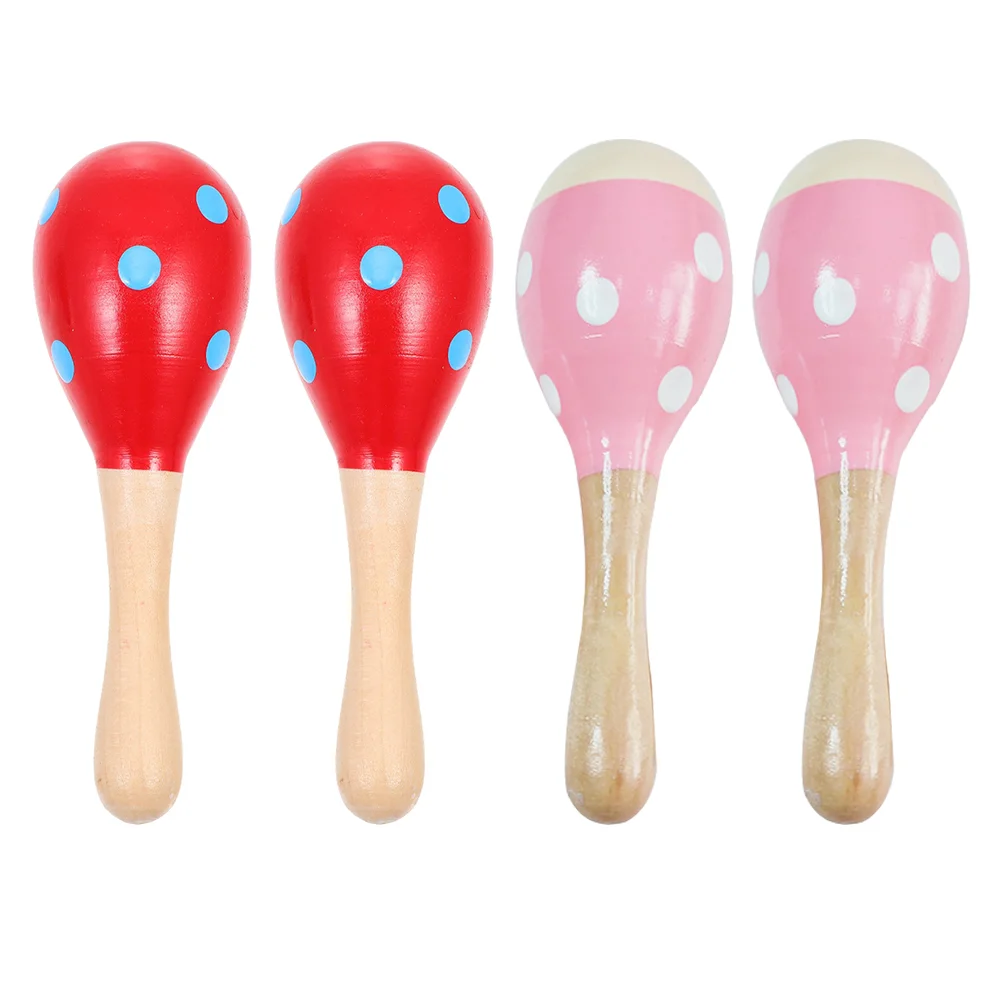 

Noisemakers Hand Painted Rattles Small Size Sand Ball Hammer Toy Educational Percussion Maracas