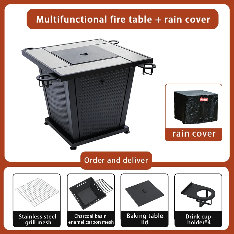 Manufacturer Direct Garden Outdoor Charcoal Fire Pit Fireplace Table With Grill Mesh