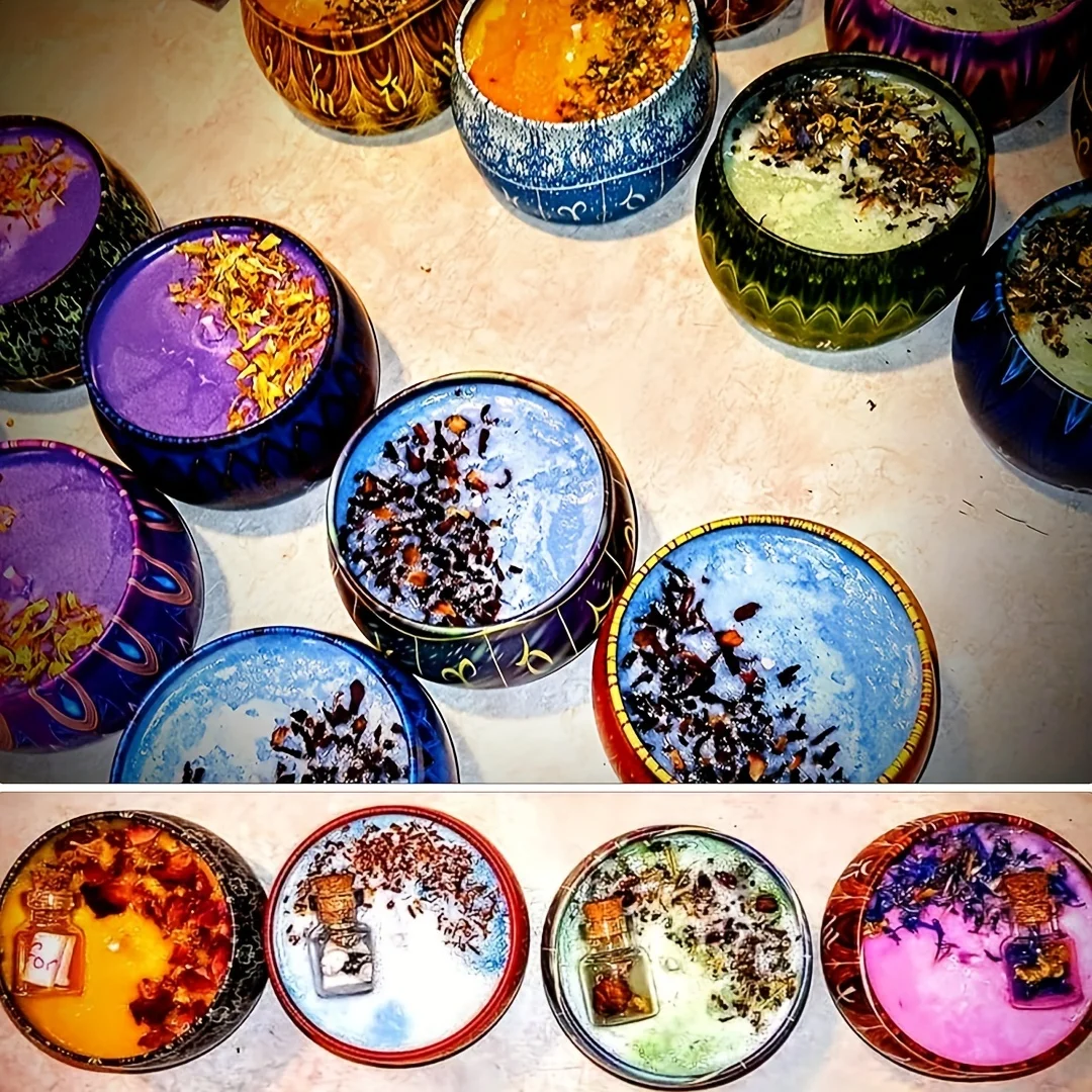 12pcs Floral Printed Candle Tins With Secure Lids For Creative Candle Making