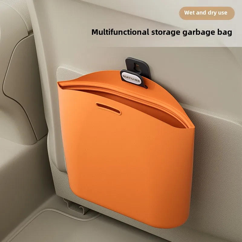 Car Trash Cans Silicone Hanging Trash Bins for Vehicle Storage And Collection Space Saving Organizer Foldable Bins