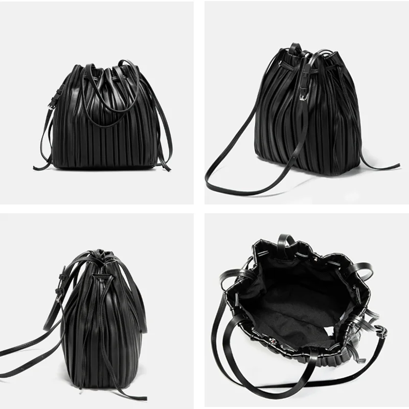New Luxury Designer Women's Bag Lightweight Shoulder Bag Wrinkled Solid Color Leather Crossbody Bag For Women