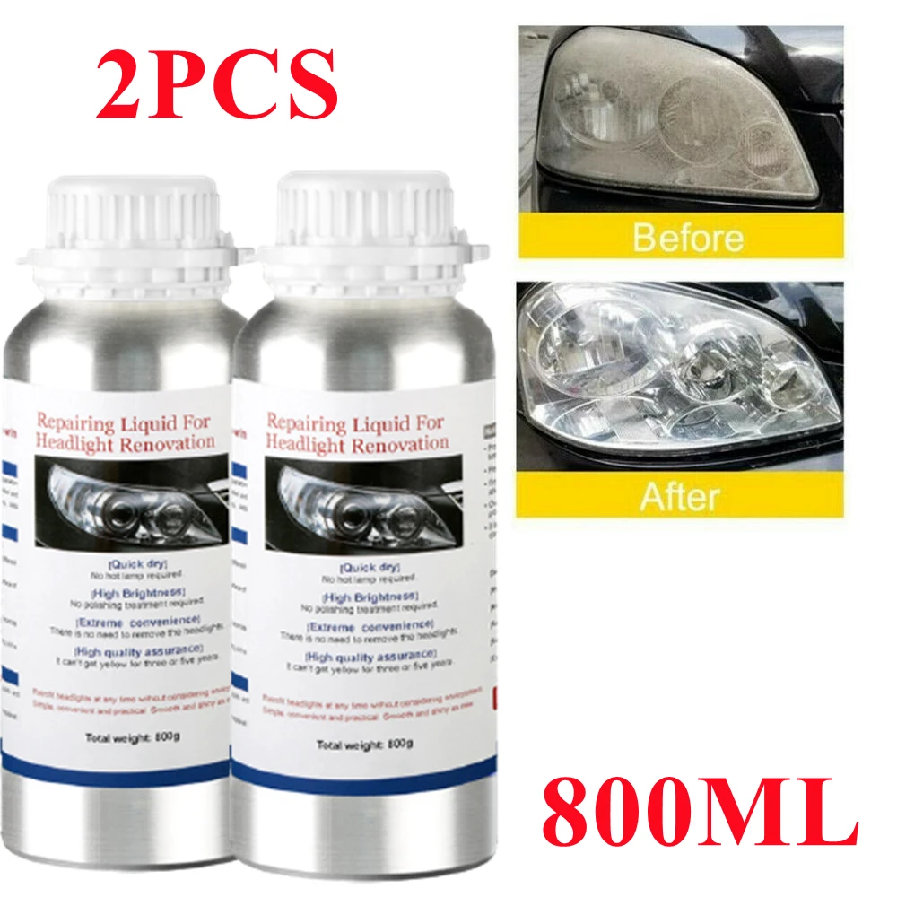 2PCS 800ML Headlight Recovery Liquid Polishing Car Headlights Cleaner