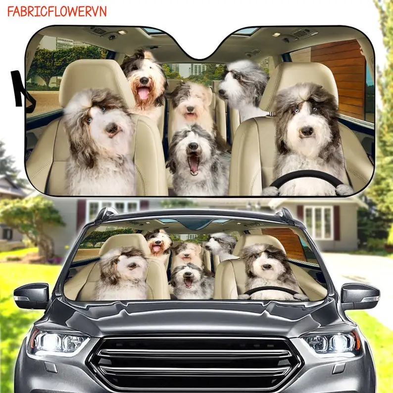 

Sheepadoodle Car Sunshade, Sheepadoodle Car Decoration, Dog Windshield, Dog Lovers Gift, Dog Car Sunshade, Gift For Mom, Gift Fo
