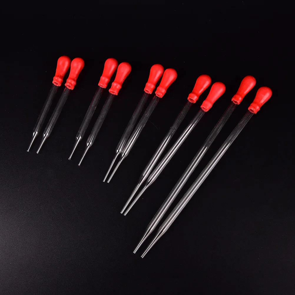 

2pcs 9cm/15cm/20cm Durable Long Glass Dropper Experiment Medical Pipette Dropper Transfer Pipette With Red Tip