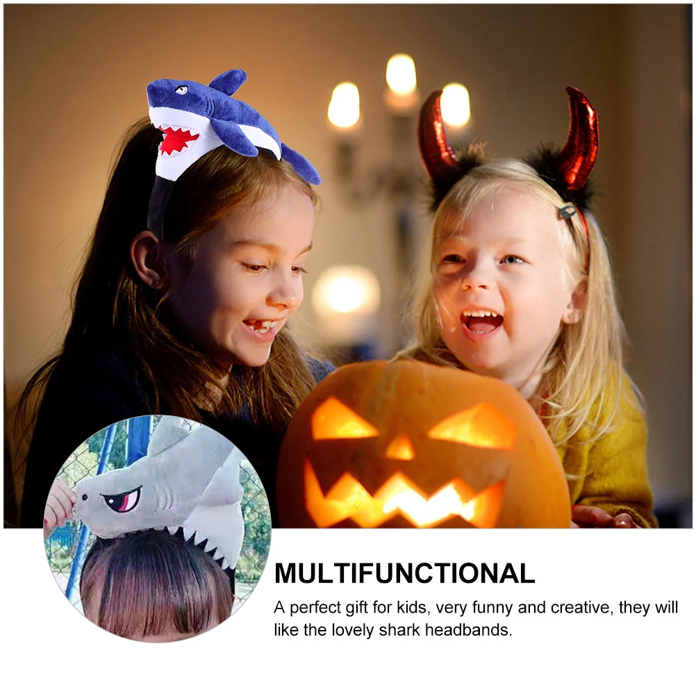 2 Pcs Cartoon Shark Headband Hair Bands Children Party Adorable Decor Accessories Kids Favors Lovely Fabric 2