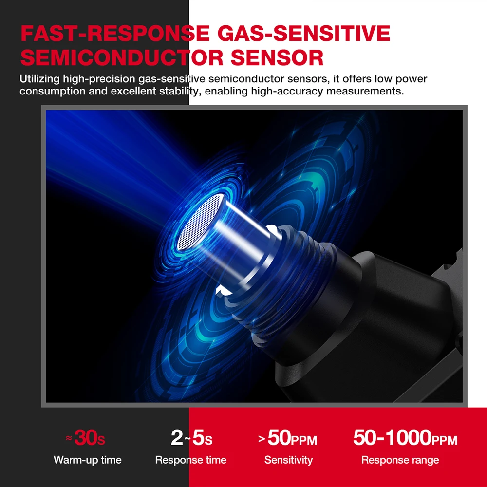 HABOTEST HT609 Gas Leak Detector Combustible Gas Detector Display Temperature Humidity