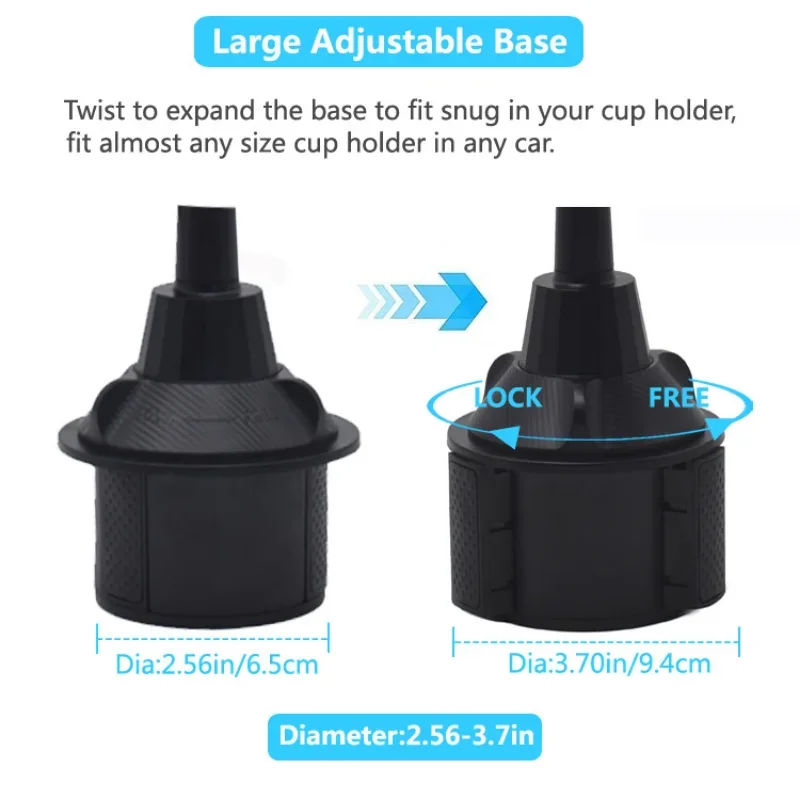 Universal 360° Adjustable Long Arm Cup Holder Phone Stand & Car Mount