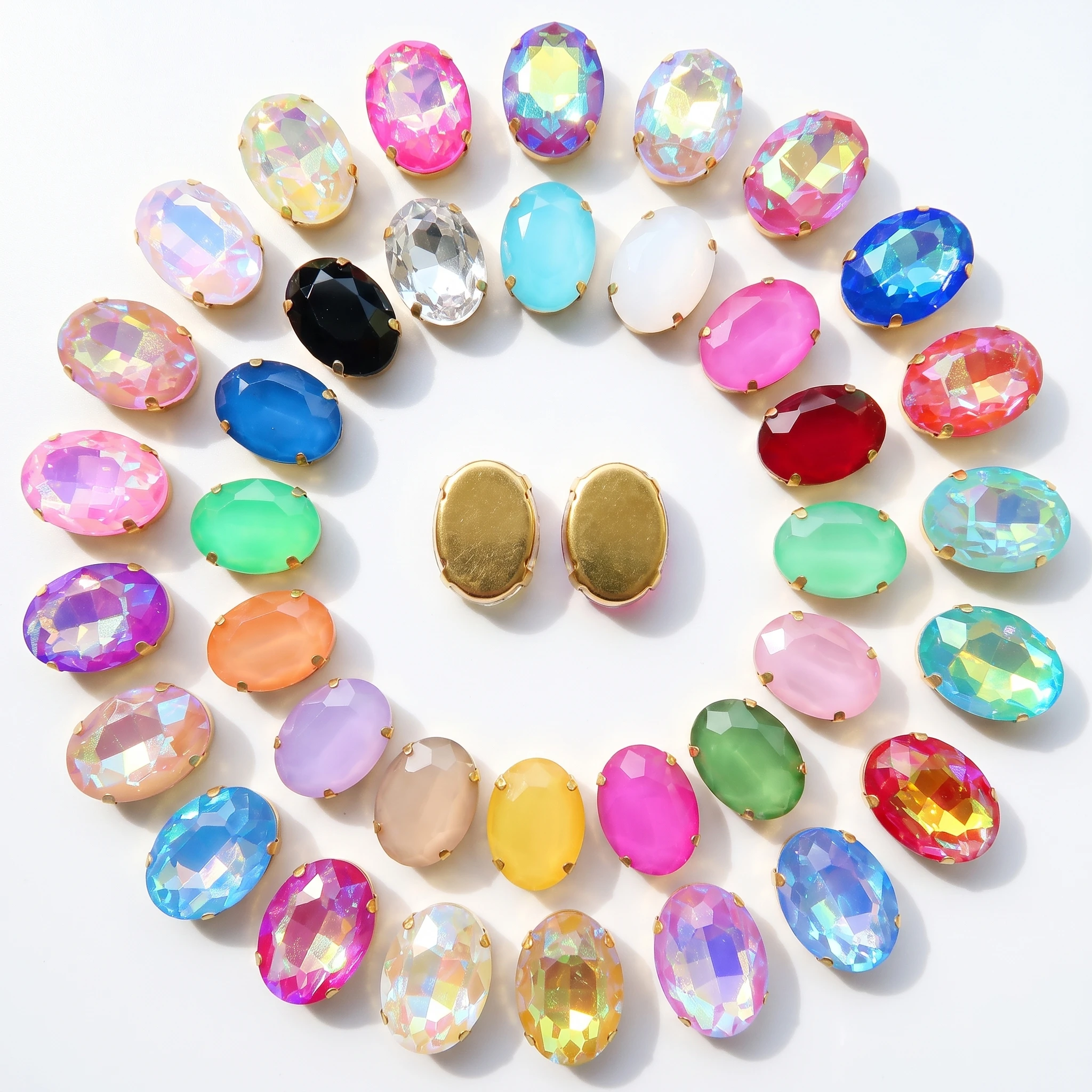 20 teile/paket gelee candy glas Kristall gold klaue einstellungen 13*18mm Ovale form Nähen auf strass perlen Kristalle kleidung diy trim