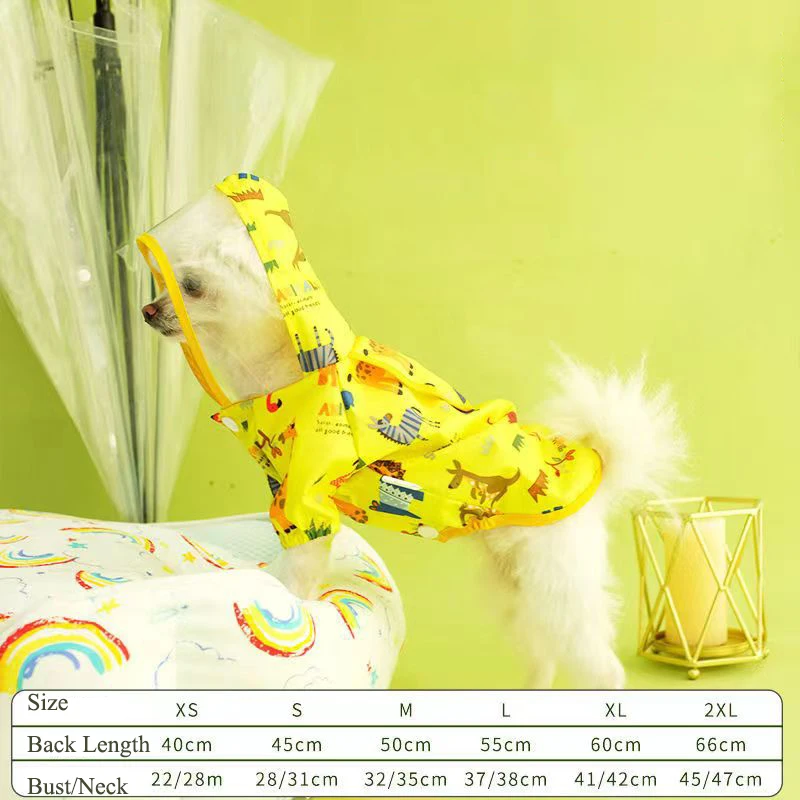Pet Raincoat Small Dog Waterproof Clothing Polyester Reflective Snap