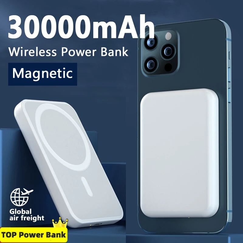 

30000mAh Portable Wireless Charger Macsafe Auxiliary Spare External Magnetic Battery Pack Power Bank For iPhone 14 13 12 Pro Max