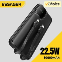 Essager 20000mAh Dual Cable Power Bank Fast Charging Portable Power Bank for iPhone 16 15 Pro Max Xiaomi PD 20W External Battery