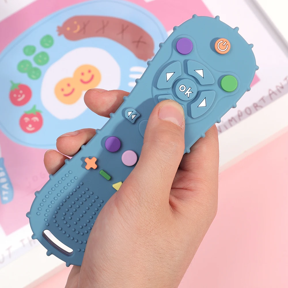 Novelty Silicone Simulation TV Remote Control Shape Soothing Toy Baby Food Grade Teaser Stick Children's Sensory Education Toys silicone teething toys,teething toys,early education toy