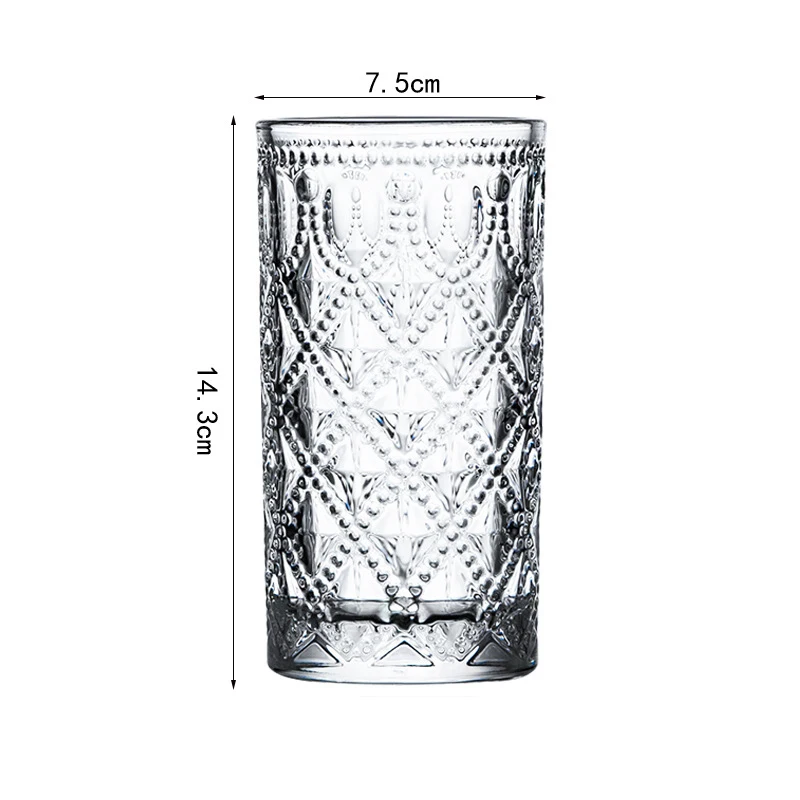 Cocktail Cup Nordic Style Retro Relief Glass Cup Simplicity Restaurant Bar Water Bottle for Milk Tea Juice Wine Glass Drinkware