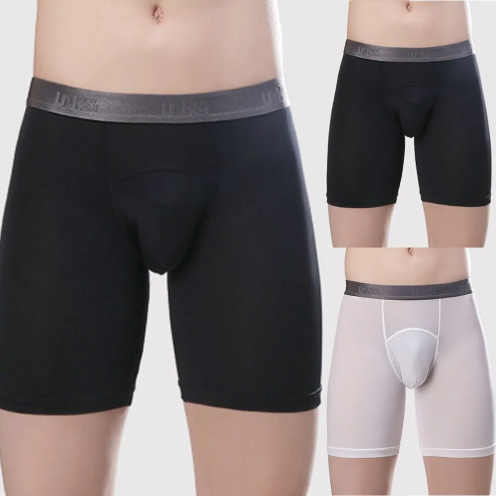 

Long Boxer Mens Convex Pouch Underwear Sport Boxers Compression Under Layer Short Panties Sexy Boxers Breathable Soft Underwears