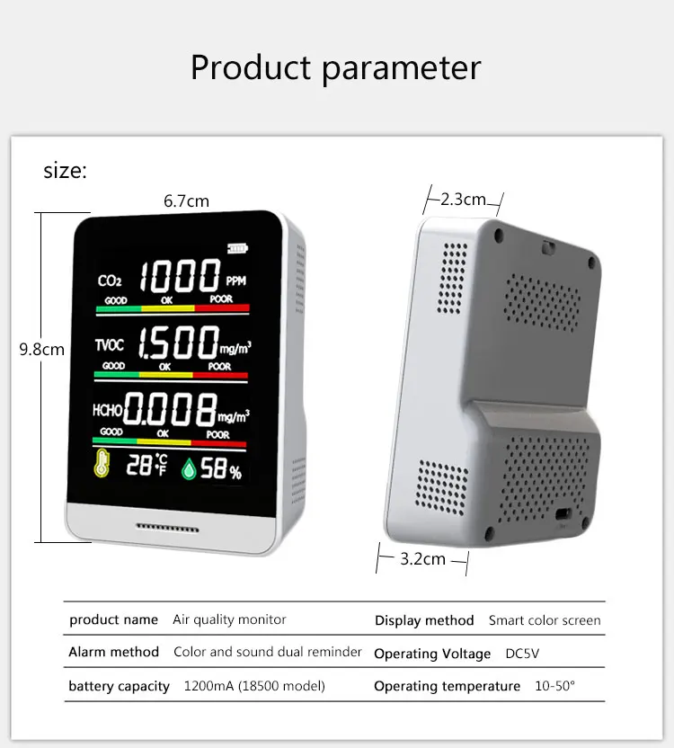 Medidor CO2 sensor Meter Air Quality Detector Carbon Dioxide Detector  Agricultural Production Greenhouse CO2 Monitor - AliExpress