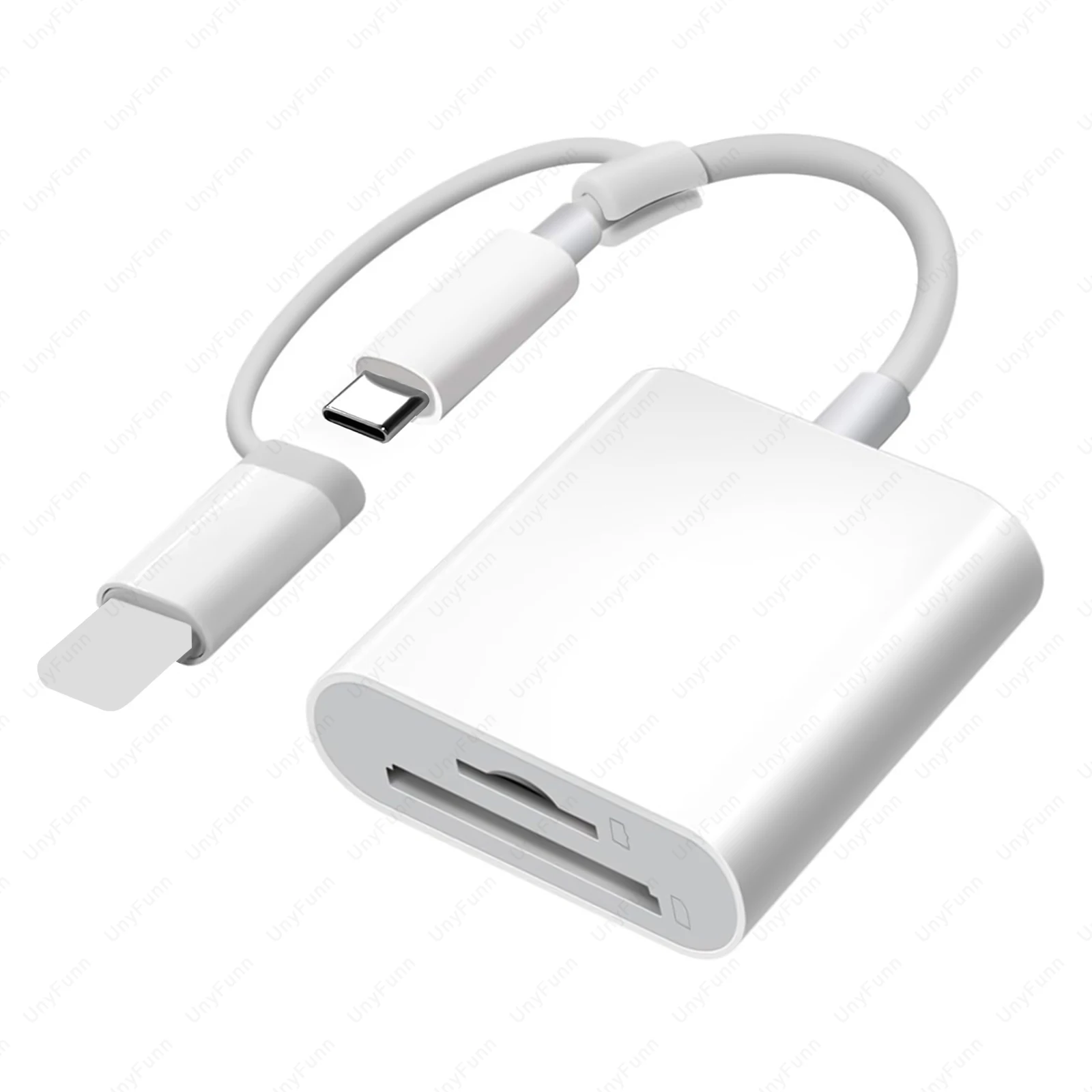 아이폰 아이패드용 USD 카드 리더, 듀얼 USB-C 및 라이트닝 커넥터 메모리 SD 카드 어댑터, SD/MicroSD 카드 트레일 카메라 뷰어용