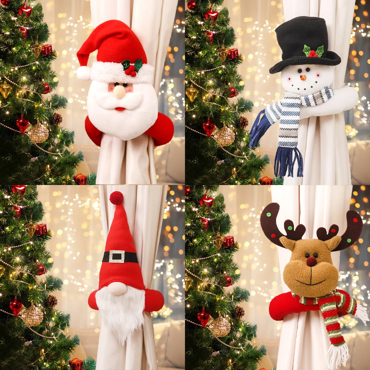 

Новые рождественские украшения для дома занавеска Пряжка мультяшный Санта-Клаус Снеговик Лось кукла застежка окно домашний декор подарки