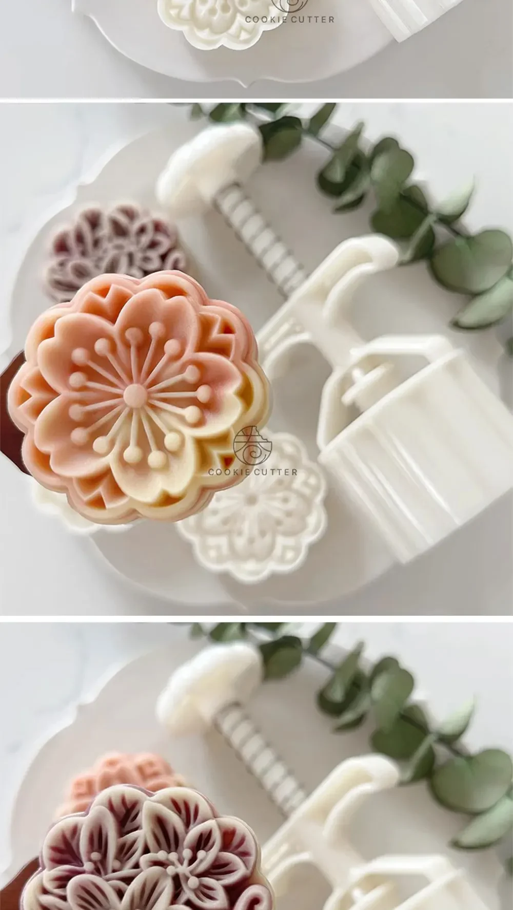 Description Picture 5 of item2pcs/Set 75g Azalea Blossom Mooncake Mold Cookie Cutter Cherry Stamp Mid-Autumn Festival Pastry Dessert Baking Accessories Tools
