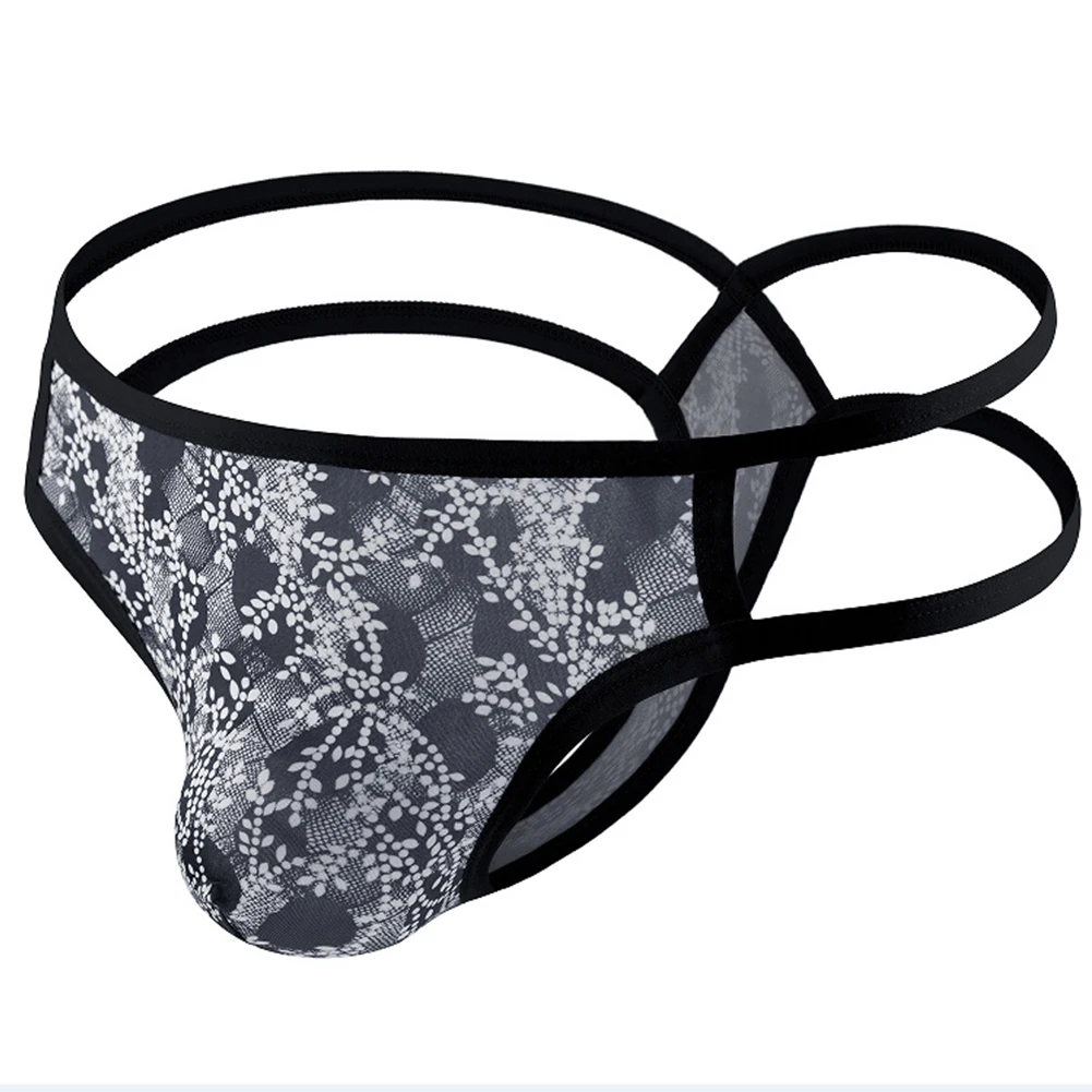 

Men Sexy Double Strap Thongs Open Butt Underwear Jockstrap G-string Bulge Pouch Underpants Gay Back Hole Panties Print Knickers