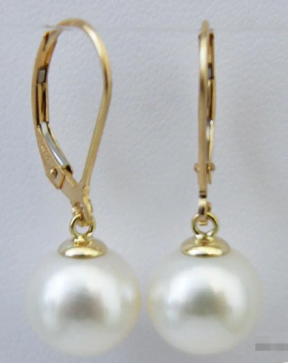 

8-9mm south sea round white pearl earring