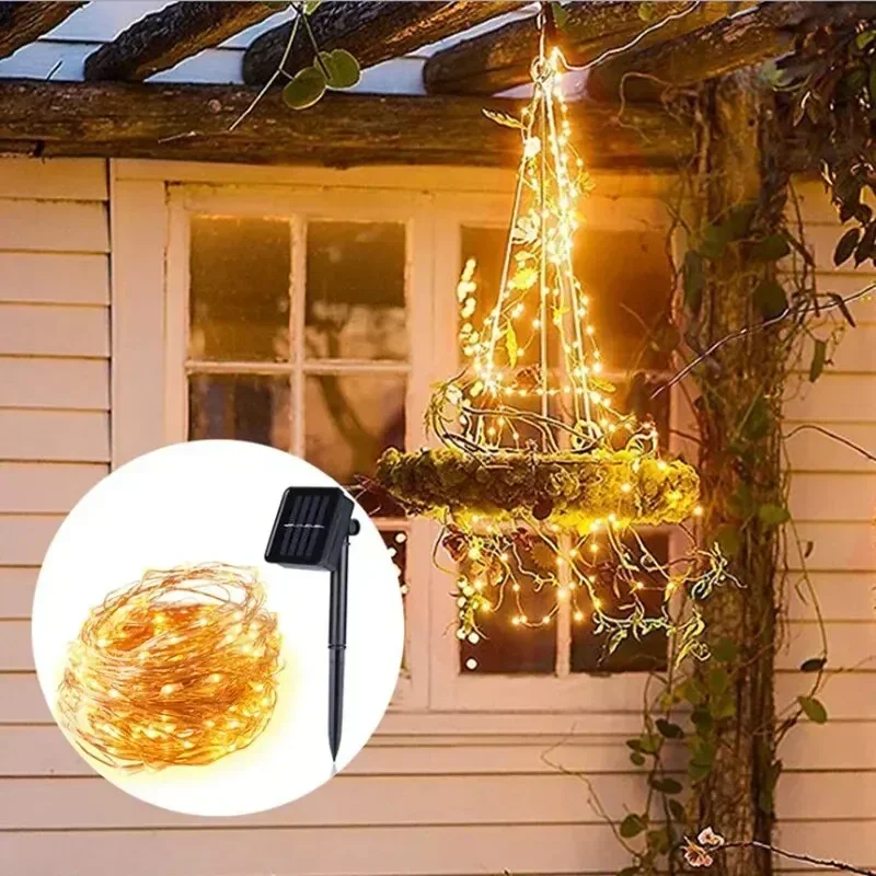 Solar Powered Copper Wire String Fairy Lights 7-32m 50-300 LED Waterproof Outdoor Garden Decoration for Christmas Party Wedding Garland